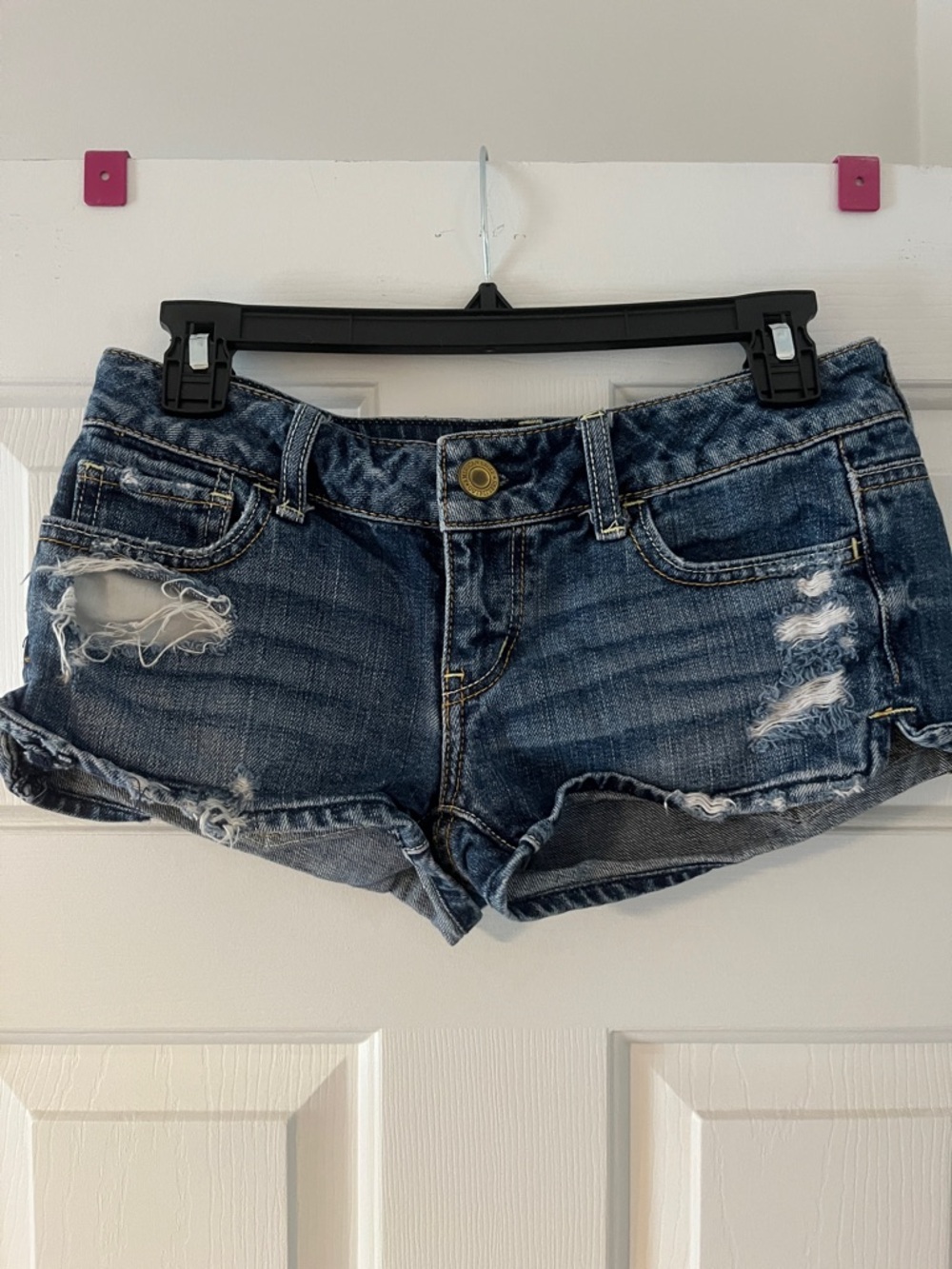 American Eagle Outfitters Distressed Dark Blue Denim Shorts